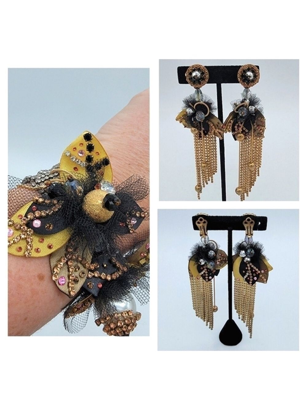 Jewelry Set Bracelet & Earrings Couture Design Etsy Artisan #2042